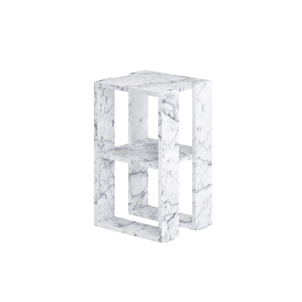 Comodino in legno "Lonie" 30 x 30 x 55 cm - marmo di Carrara