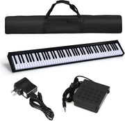 Pianoforte Digitale 88 Tasti Multifunzionale con Funzione Bluetooth e USB, Regolazione Dinamica, Tastiera Elettronica Semi-Pesato, Nero