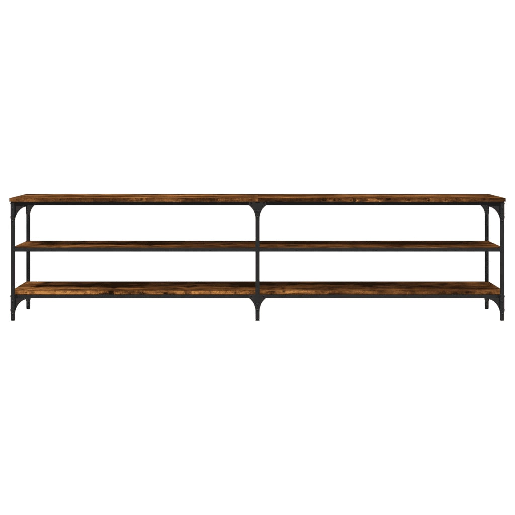 Mobile TV Rovere Fumo 200x30x50 cm Legno Multistrato e Metallo 826761