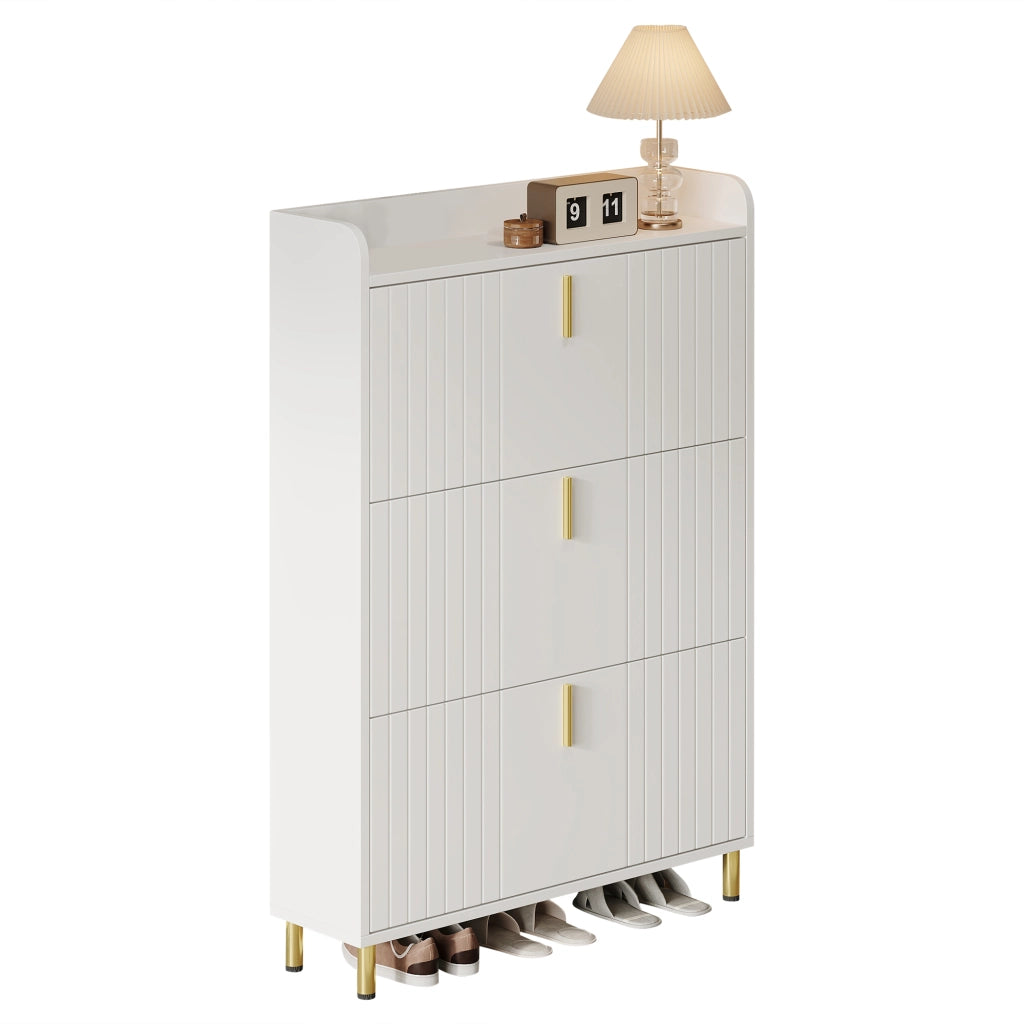 Scarpiera con 3 ante e ripiani regolabili - per ingresso - in MDF - 80×23×123.5 cm