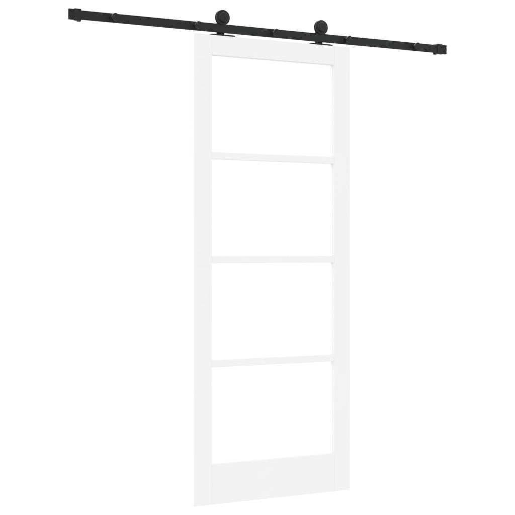 Porta scorrevole  con set di hardware 'ORKDAL'Bianco Legno Massello & Vetro