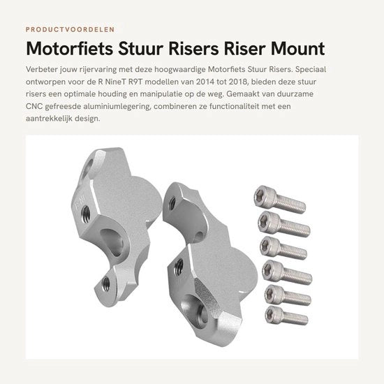 Risalita per Motocicletta - Alzatori del Volante CNC Anodizzati - Adatti per R NineT R9T 2014-2018 - Lega di Alluminio - Migliorata Posizione di Guida - Progettazione Compatta - Alzatori del Volante