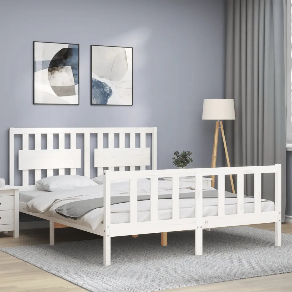 Giroletto senza Materasso-Struttura Letto Bianco 160x200 cm Legno Massello Pino 252731