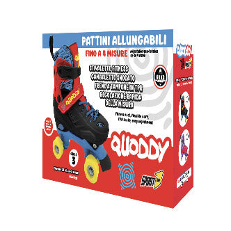Pattini Classici con Scarpa Allungabile Misura Regolabile 35-38 Freno a Tampone Blu/Rosso