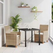 Set da Pranzo per Giardino 3 pcs Beige polyrattan 3381079