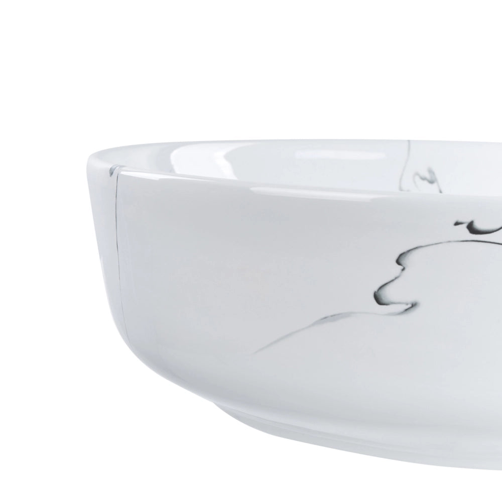 Lavabo da appoggio in ceramica bianca effetto marmo ⌀ 42 cm Lavabo da bagno rettangolare stile Glam