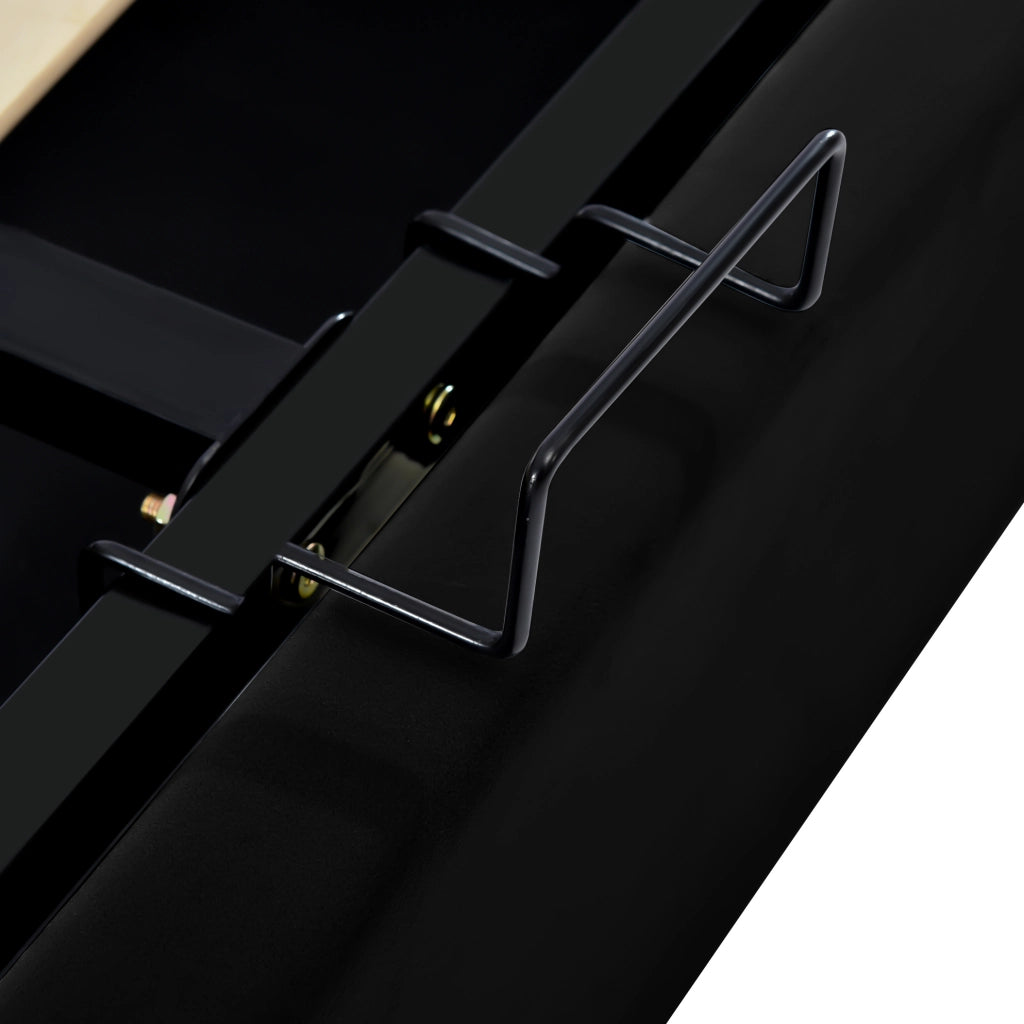 Letto imbottito idraulico 140x200 cm nero con contenitore e testiera regolabile