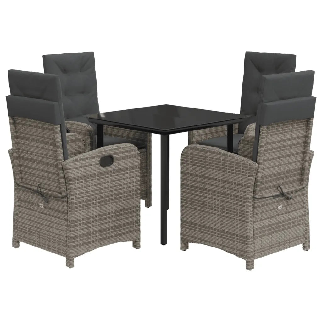 Set da Pranzo da Giardino 5 pz con Cuscini in Polyrattan Grigio 3212361