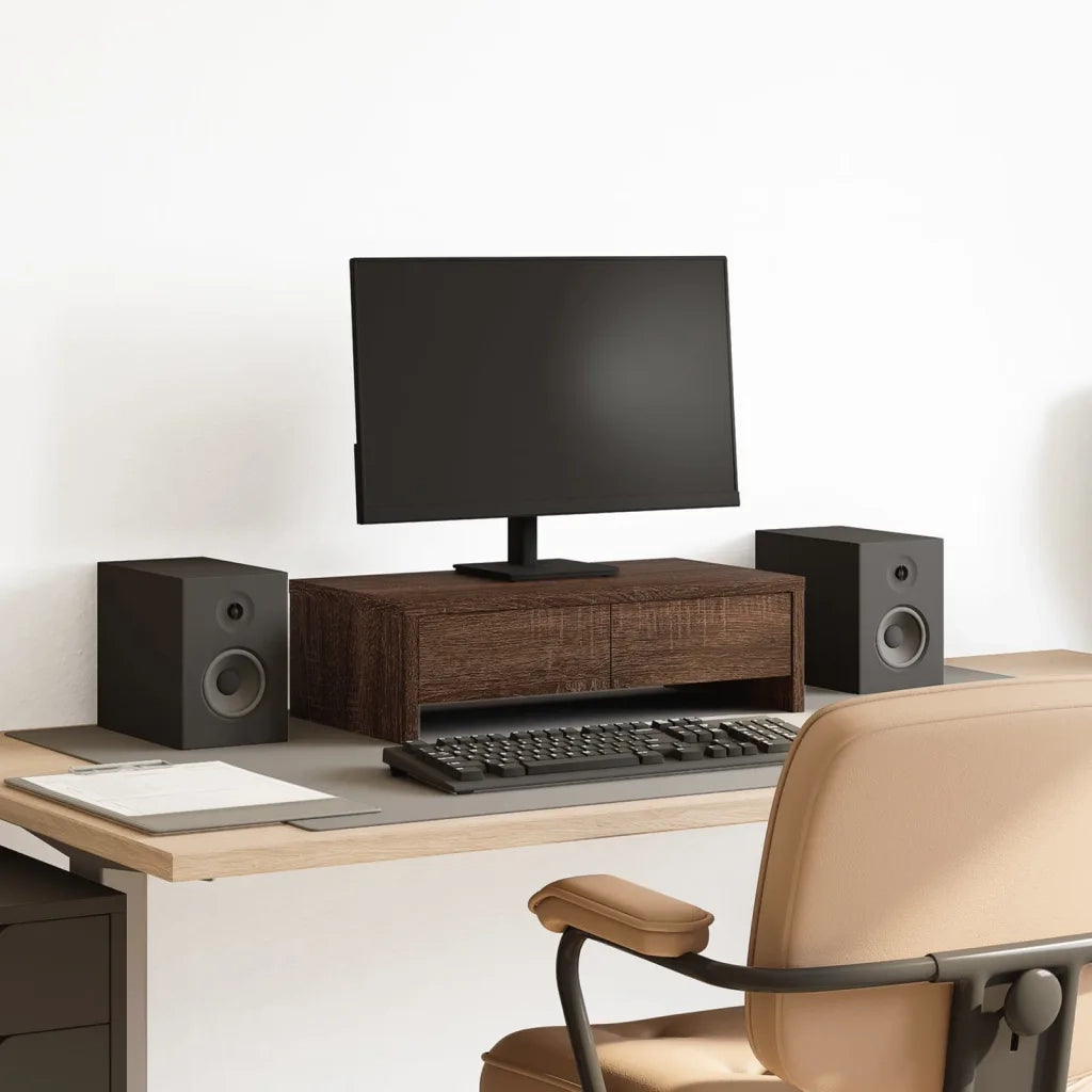 vidaXL Supporto Monitor con Cassetti Marrone 50x27x15 cm in Truciolato