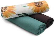 Set di tessuto in cotone 1,5m design + 2x selezione di tessuto a tinta unita 100% cotone coordinata (Zonnebloem op Wit Set91)