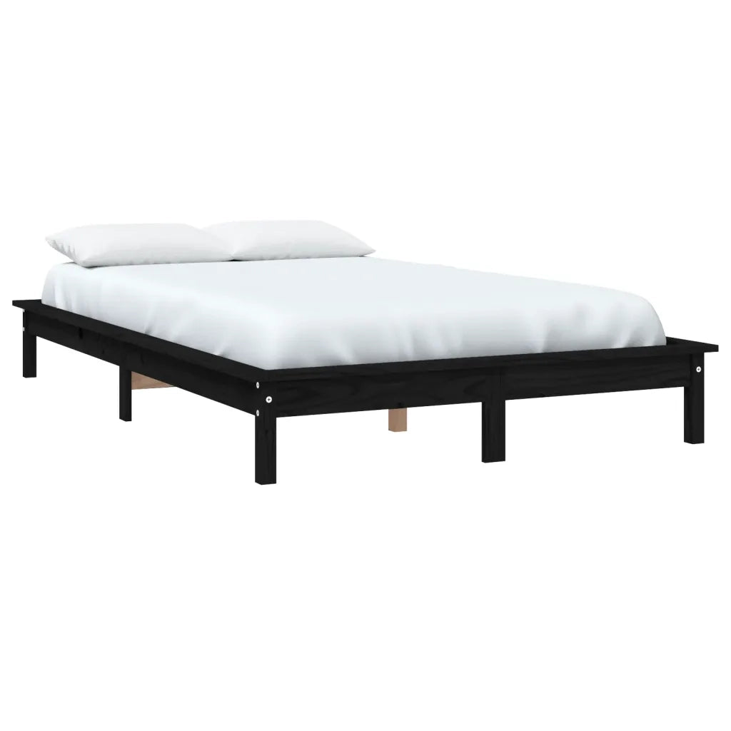 Giroletto Nero 180x200 cm Super King in Legno Massello di Pino 820560