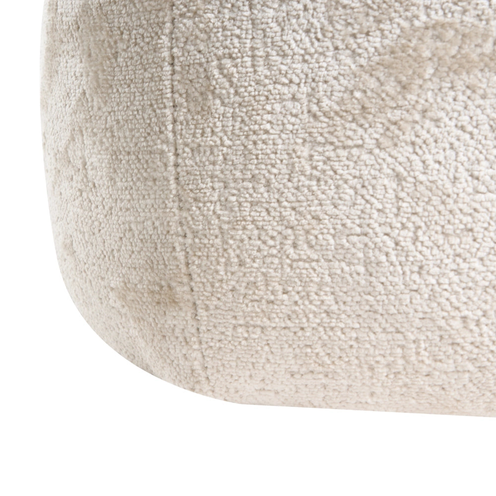Pouf rotondo in ciniglia beige Pouf imbottito in stile glamour Mobili per soggiorno