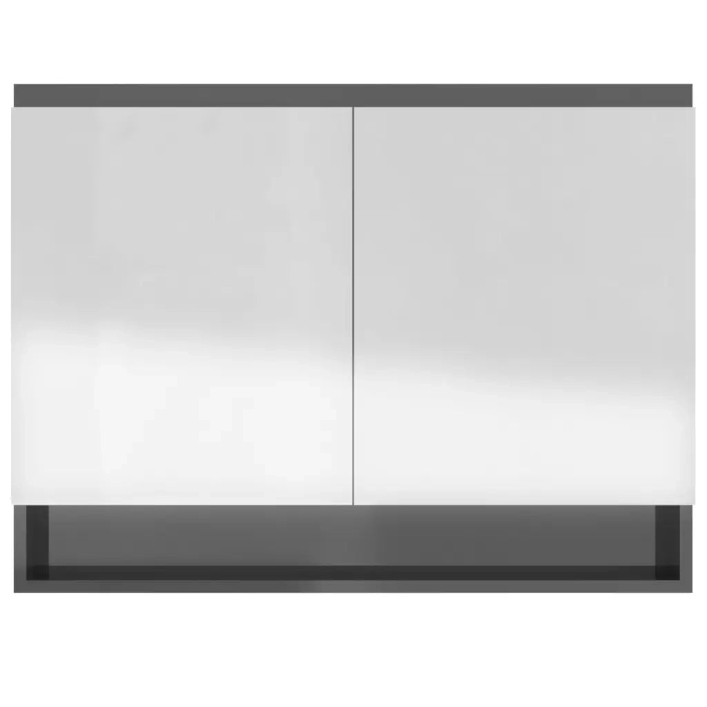 Armadietto Bagno con Specchio 80x15x60 cm in MDF Grigio Lucido 331533