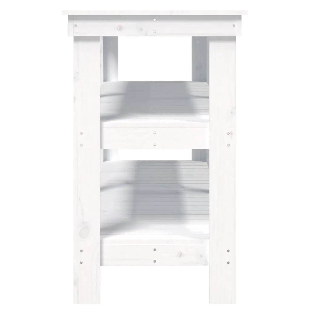 Banco da Lavoro Bianco 142,5x50x80 cm in Legno Massello di Pino CFW7951172