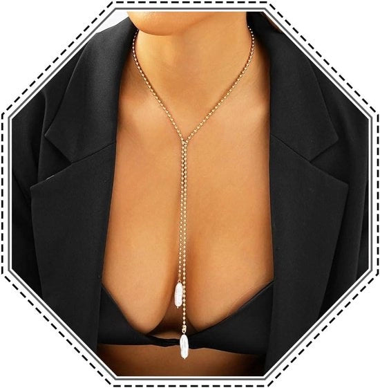 Accessori eleganti per donne - Catena con pendente a perla - Materiali in plastica - Stile elegante