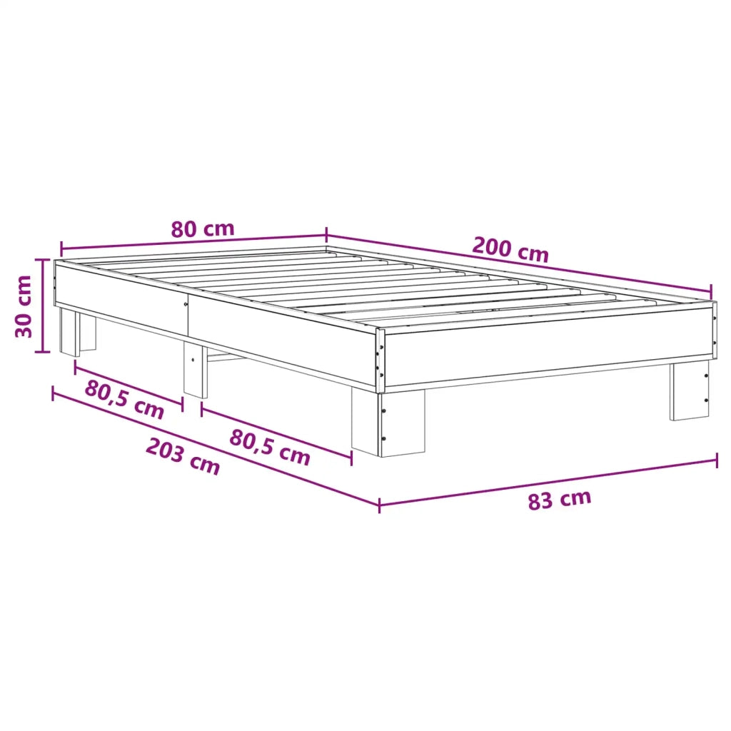 Struttura del letto Rovere Fumo 80 x 200 cm 8009128