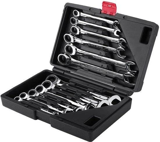 Set di chiavi a stella 12 pezzi - Kit di chiavi a stella professionale - Chiave a T per pompa idraulica - Attrezzatura duratura - Acciaio inox di alta qualità Vanadium - Adatto per manutenzione auto - Set di chiavi a stella