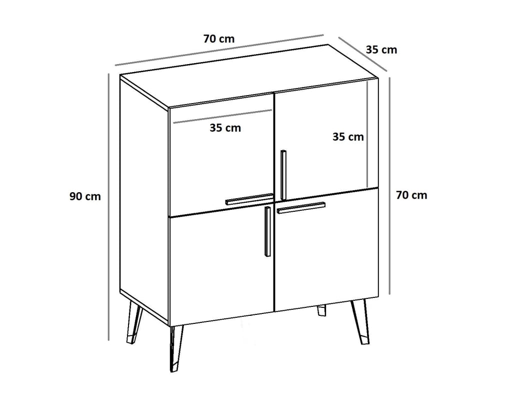 Credenza in legno "Makro" - 70 x 35 x 90 cm - Grigio antracite