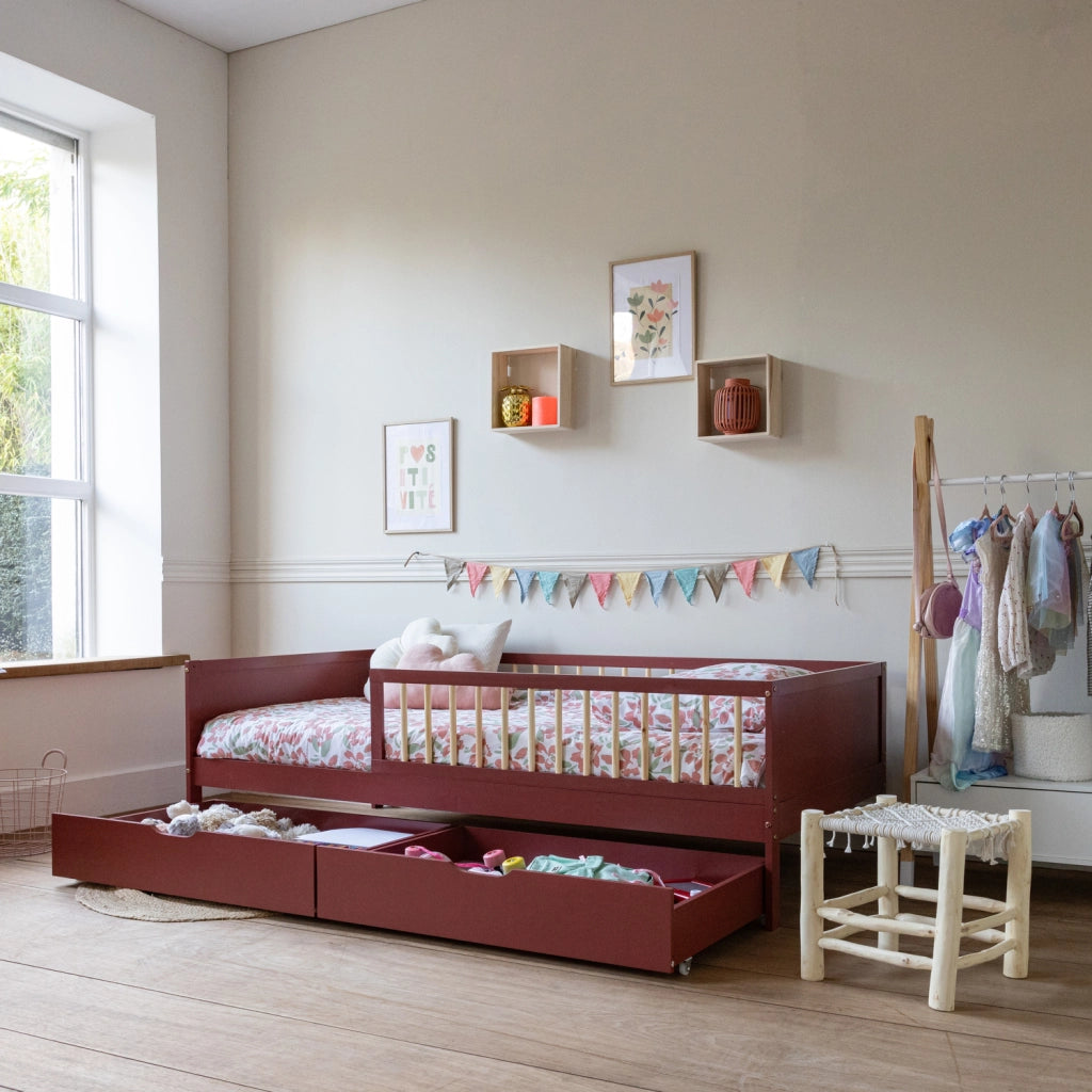Letto per bambini 190x90cm in terracotta con cassetti ADAM