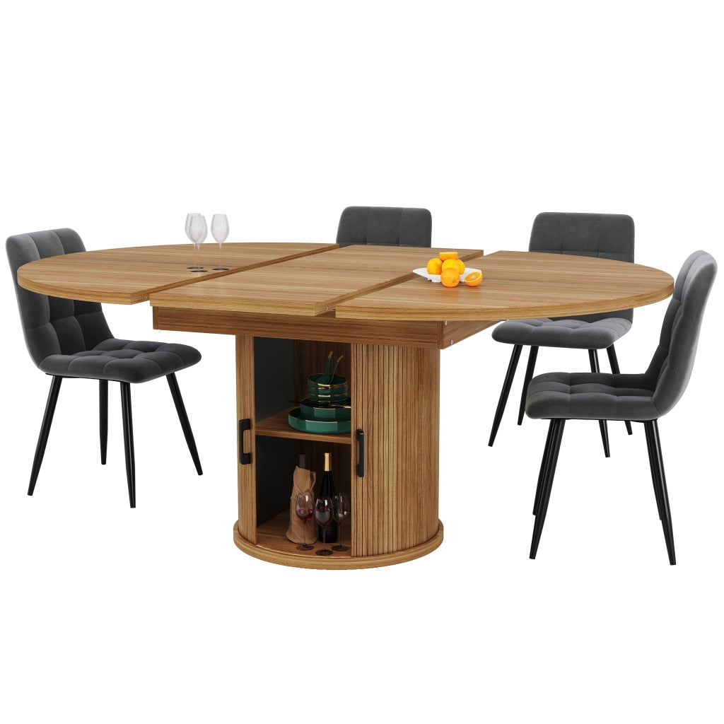 Tavolo da Pranzo Rotondo Allungabile ¨C Xylo ¨C Noce/Nero, 118-158 cm, 6 Persone