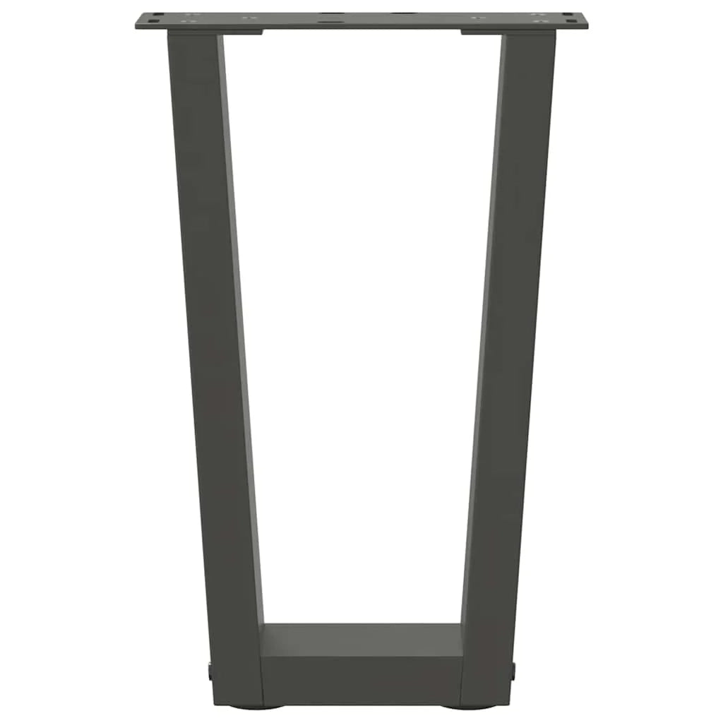 Set di 2 gambe per tavolino da caffè a forma di V 28 x 42-43,3 cm con piedini regolabili stile moderno acciaio antracite 02_0056910