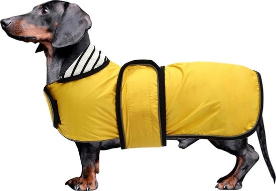 Reggiseno per Cani con Strisce Riflettenti, Impermeabile, Cinturino Regolabile - Adatto per Piccoli e Medi Cani come Terrier-Giallo-L