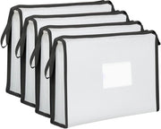 Set di 4 Cartelle Documentarie A4 con Cerniera, Cartella di Plastica per Enveloppe per Casa, Scuola, Ufficio (Nero)