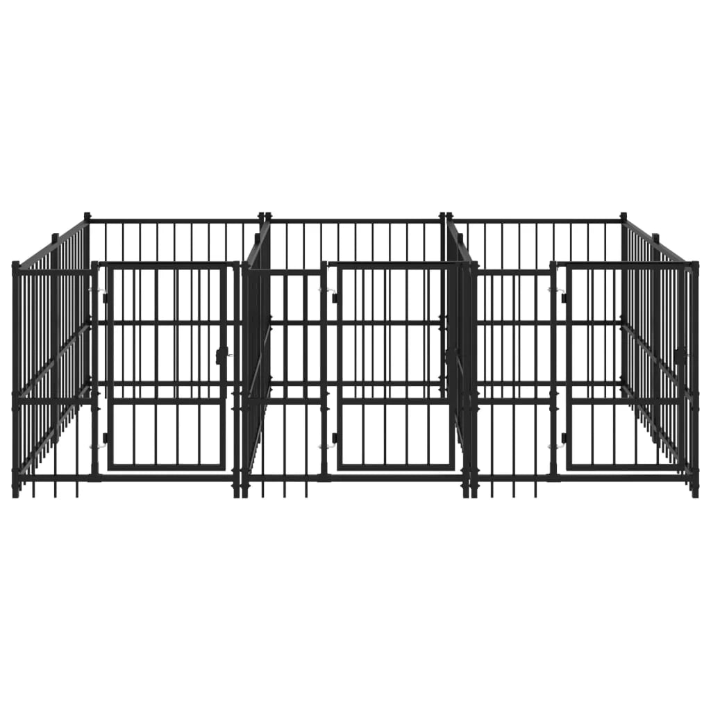 Gabbia per cuccia recinto per animali da esterno per cani in acciaio 5,63 m² nero 02_0041858