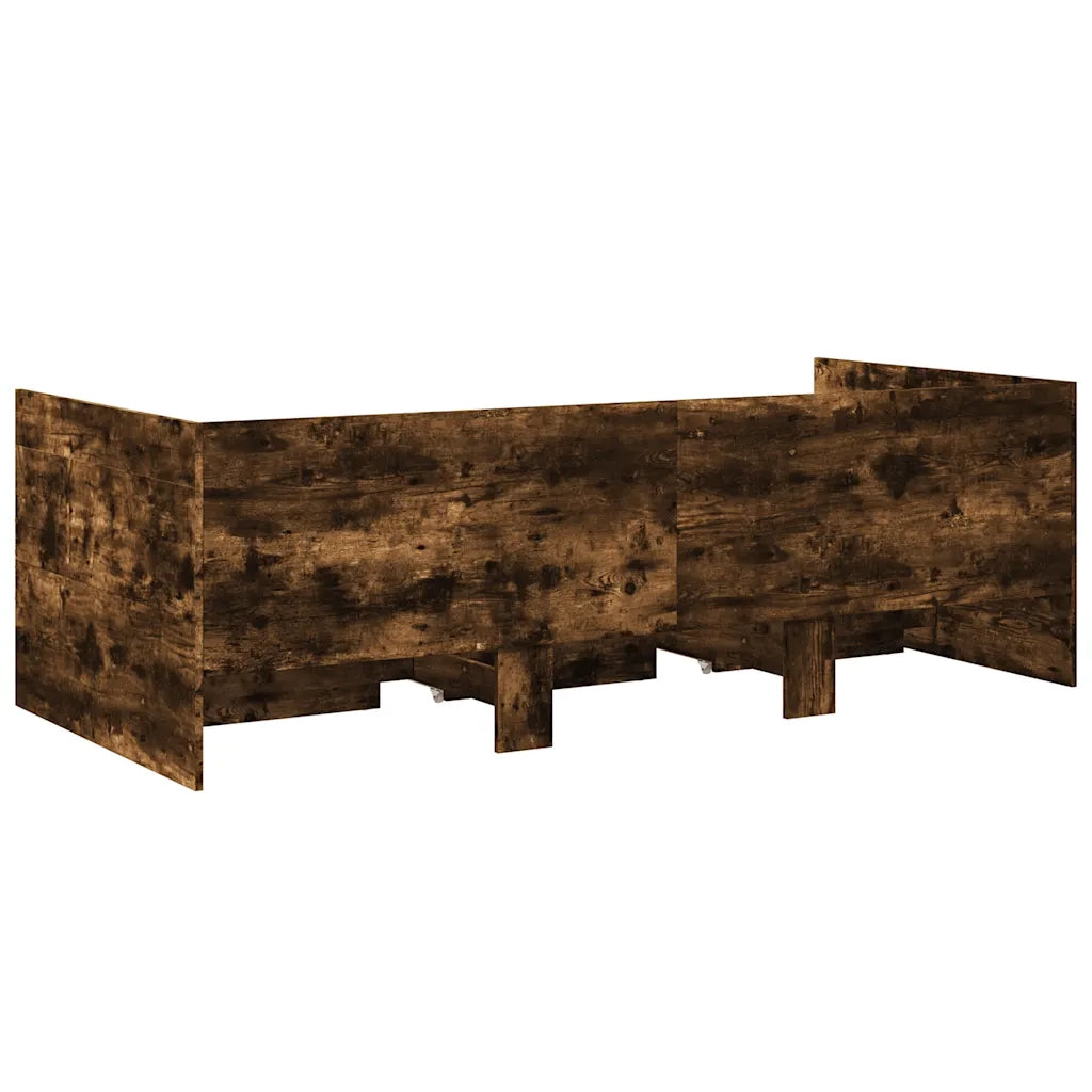 Divano Letto con Cassetti senza Materasso-Sofa Letto-Daybed Rovere Fumo 90x190 cm 337778