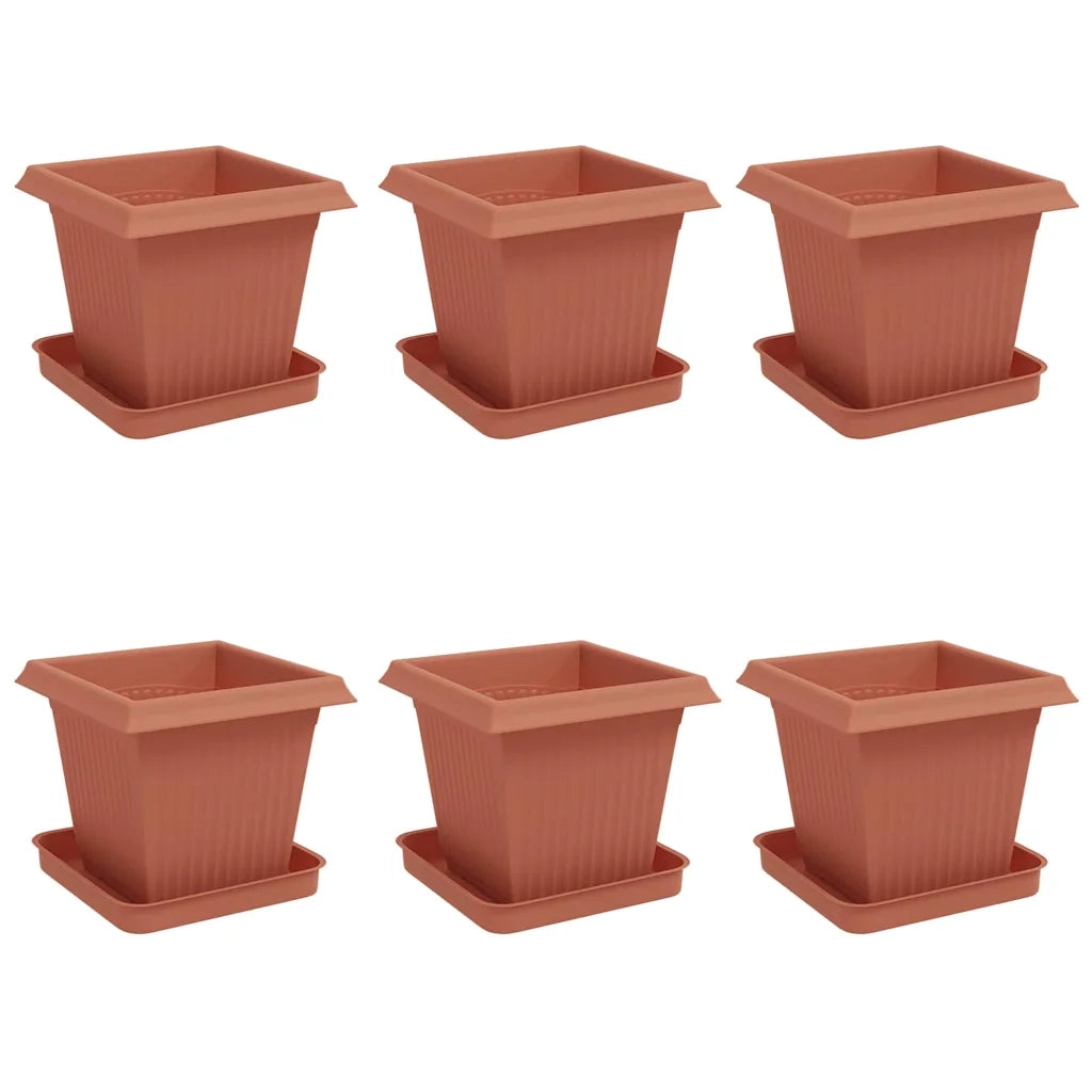 Vasi per Piante 6 pcs Rosso Mattone 16 x 16 x 14 cm Plastica