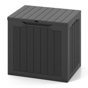 Contenitore per terrazza da 25 galloni con coperchio bloccabile e tessitura in vimini, Scatola di stoccaggio da esterno Nero-Panchine