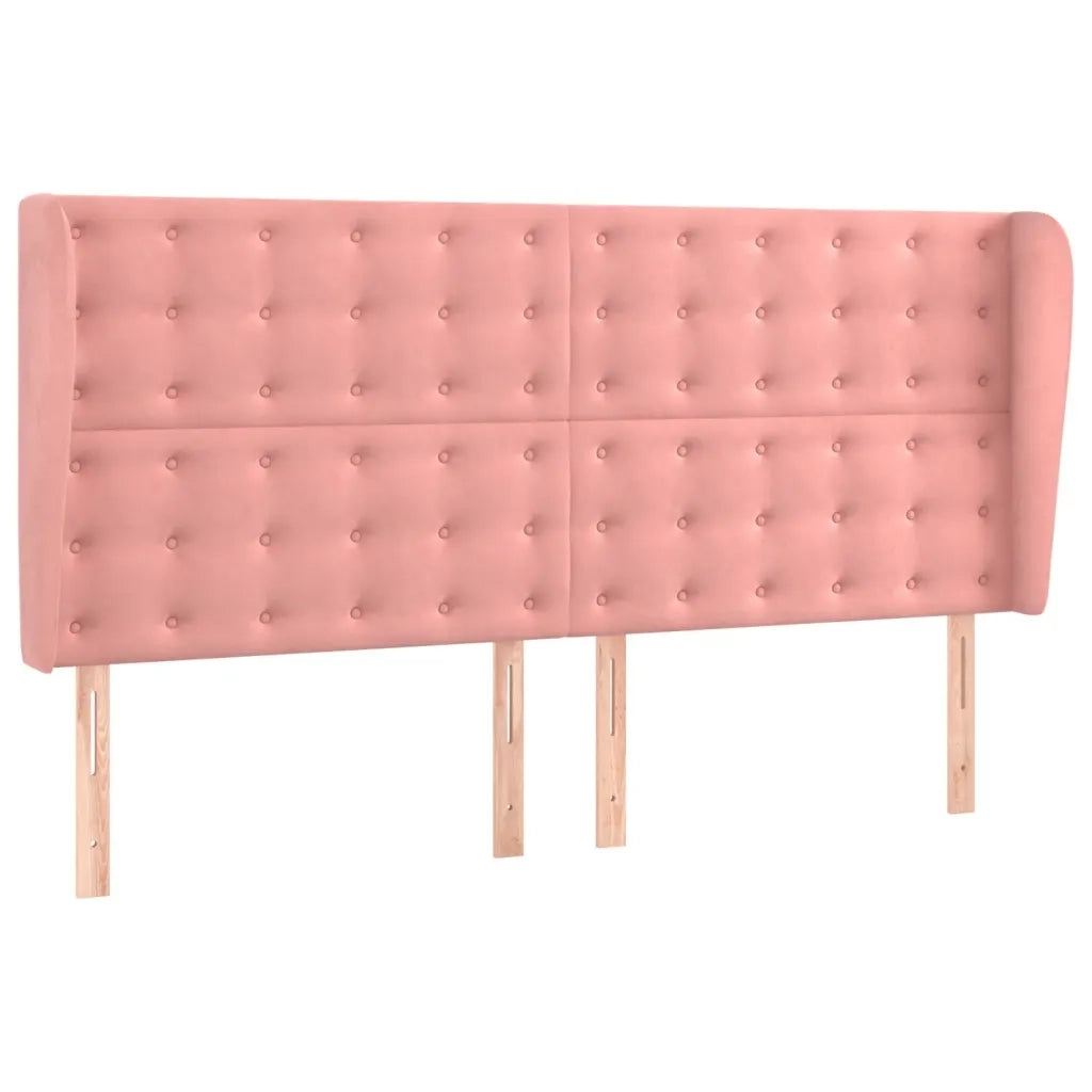 Testiera ad Orecchio Rosa 203x23x118/128 cm in Velluto