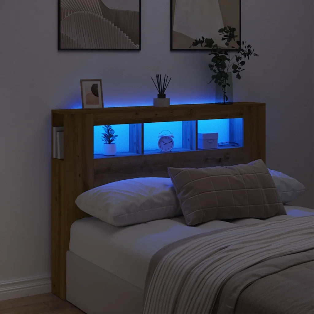 Testiera | Testata LED Rovere Artigianale 140x18,5x103,5 cm Multistrato