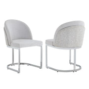 Set di 2 sedie da pranzo con schienale ergonomico e struttura stabile in chenille grigio e argento