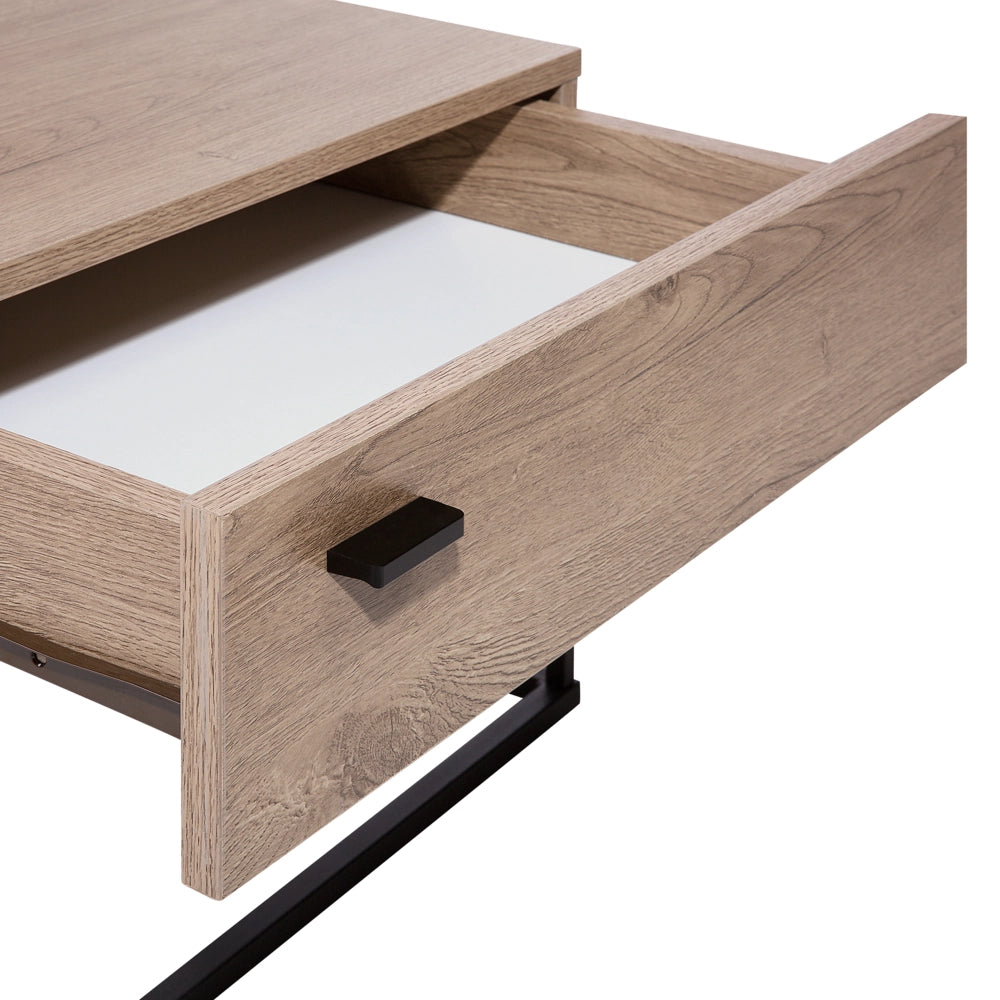 Comodino Cassettiera Legno Scuro Base in Metallo Nero Industrial