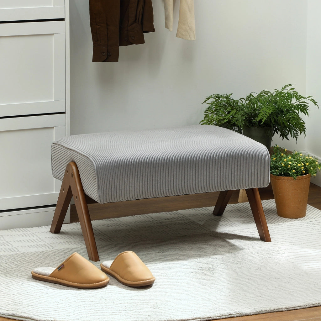 Tavolino Basso con Poggiapiedi Imbottito ¨C zephmum ¨C Grigio Legno 69x47x36 cm