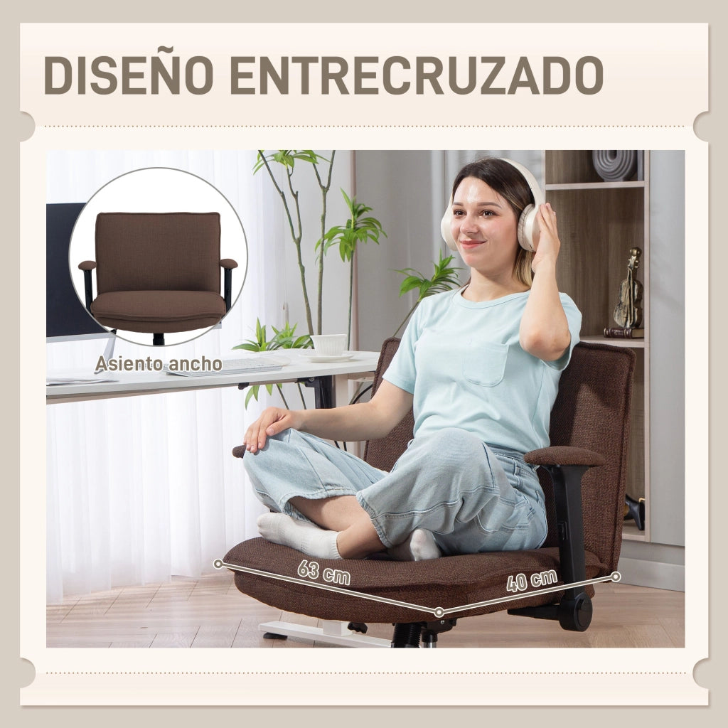 Sedia da Ufficio con Braccioli e Schienale ¨C Zephmum ¨C Marrone 45x45x80 cm