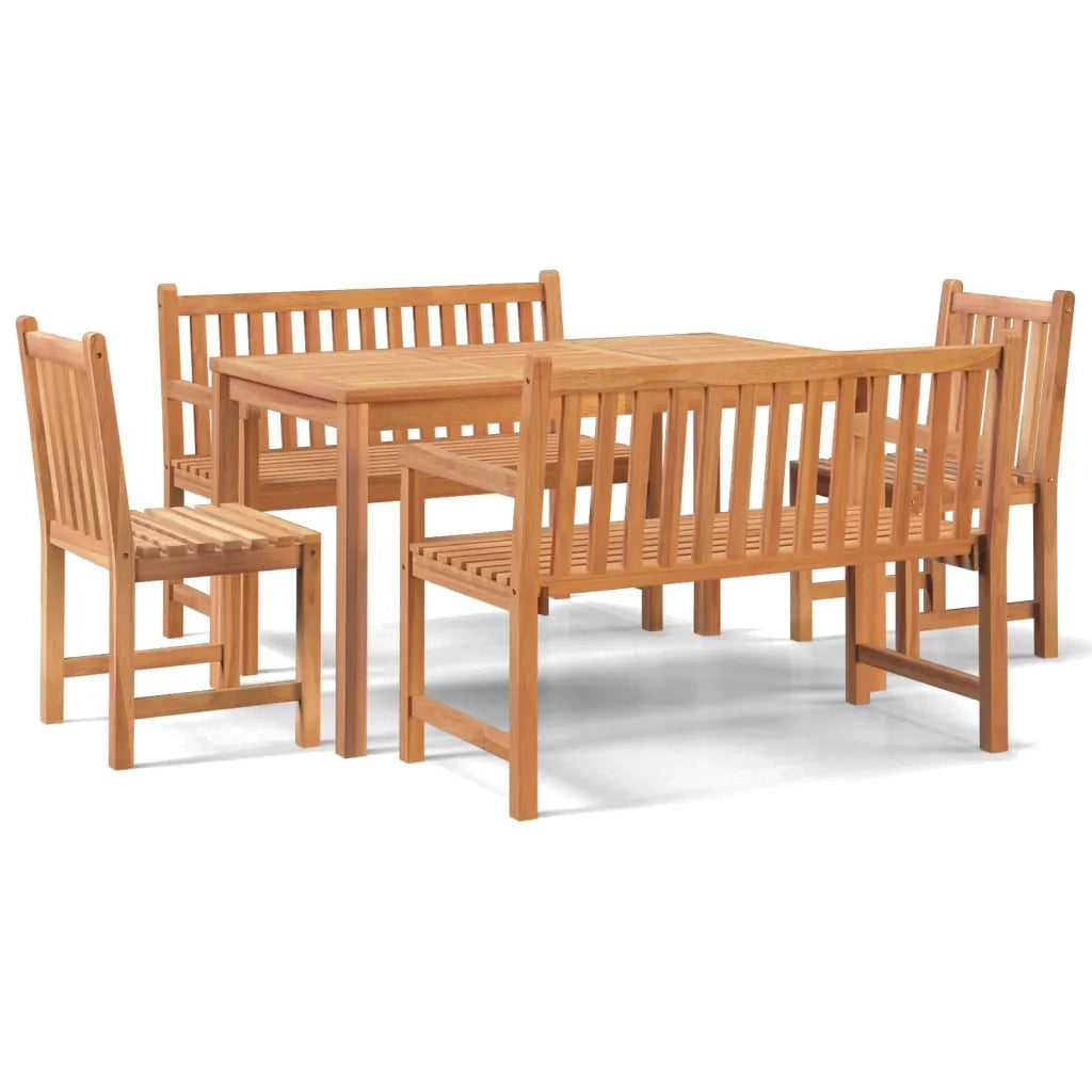 Set da Pranzo per Giardino 5 pz in Legno Massello di Teak 3157152