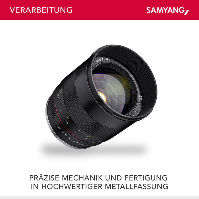 MF 85mm F1.8 ED UMC CS MFT - obiettivo manuale con lunghezza focale fissa di 85 mm per fotocamere con attacco MFT, angolo di campo di 14,7°, filettatura del filtro da 62 mm