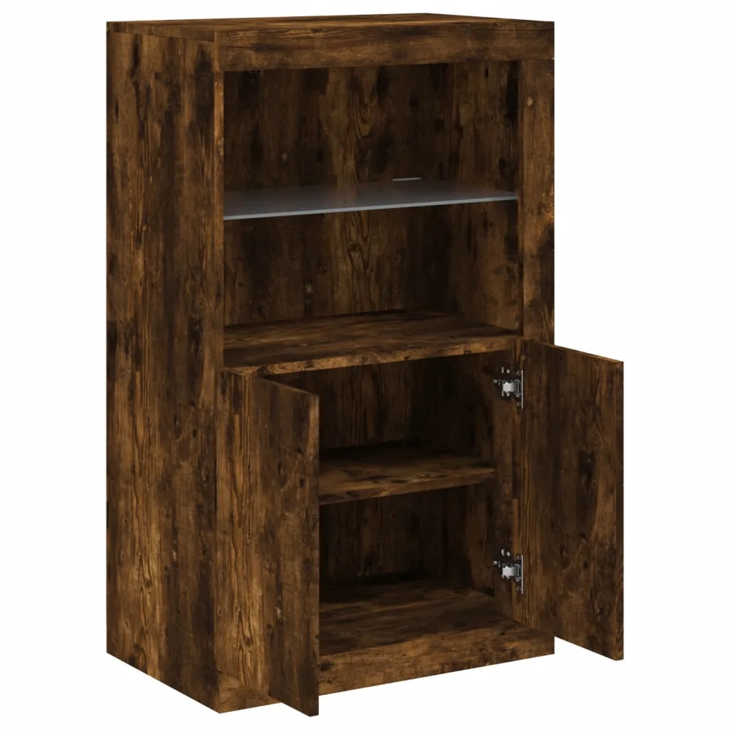 Armadietto con Luci LED Rovere Fumo in Legno Multistrato 836627