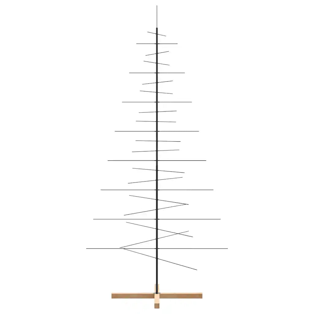 Albero di Natale in Metallo con Base in Legno Nero 210 cm 4018961