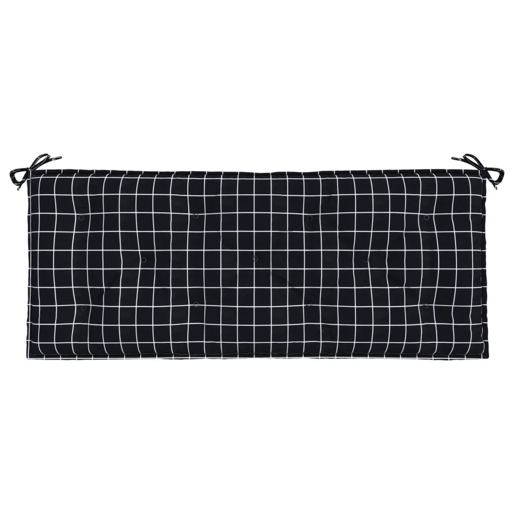 Cuscino Panca Giardino Motivo a Quadri Nero 120x50x7 cm Tessuto 361596