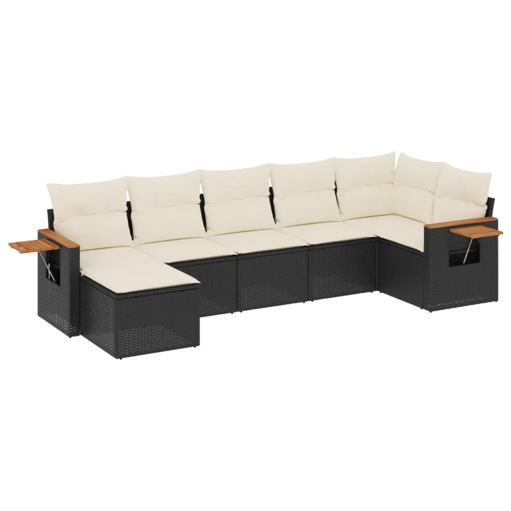 Set Divani da Giardino con Cuscini 7pz Nero Polyrattan 3227029