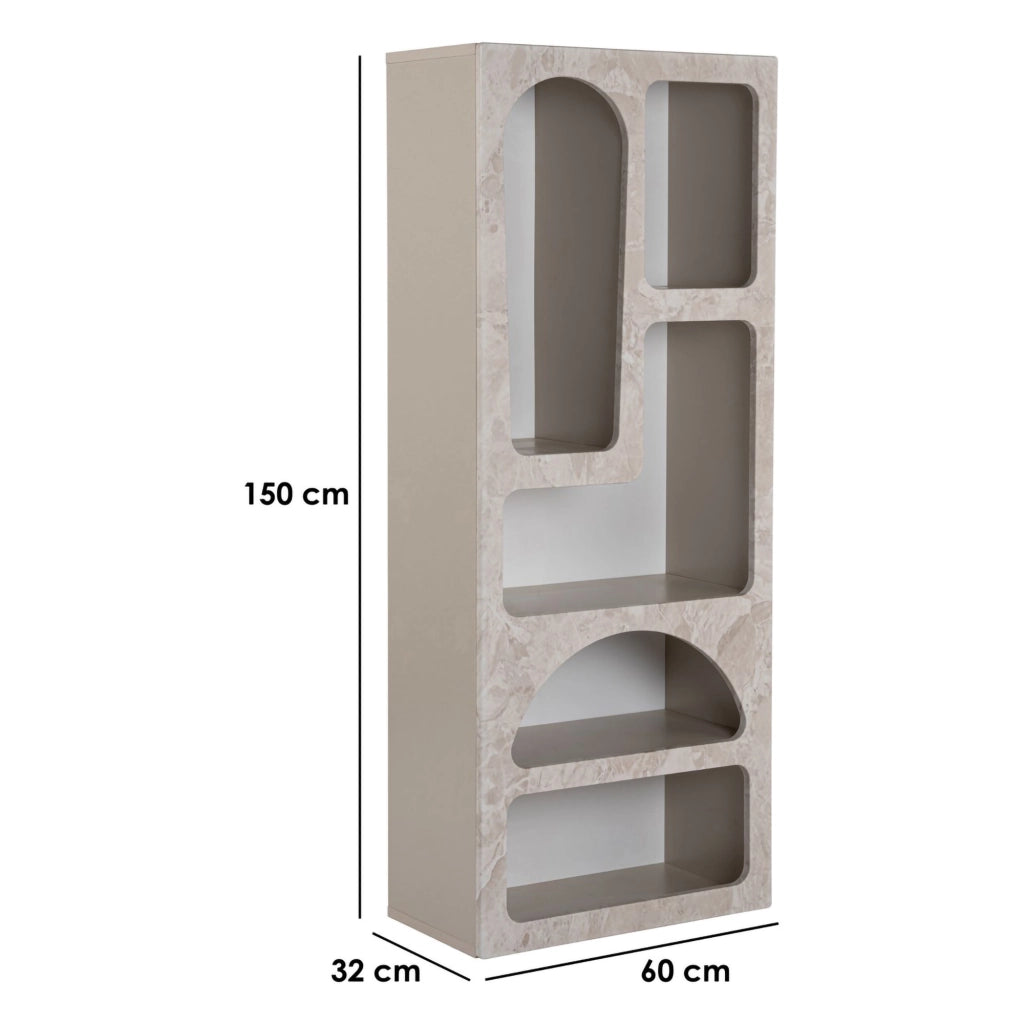 Biblioteca Arsenion, Libreria 6 Ripiani, 60x32x150h cm Beige Marmo
