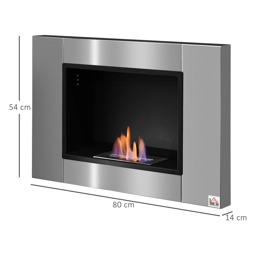 Camino Bioetanolo da Parete ¨C Xylo ¨C Bruciatore 0,9L Acciaio Inox 80x14x54cm