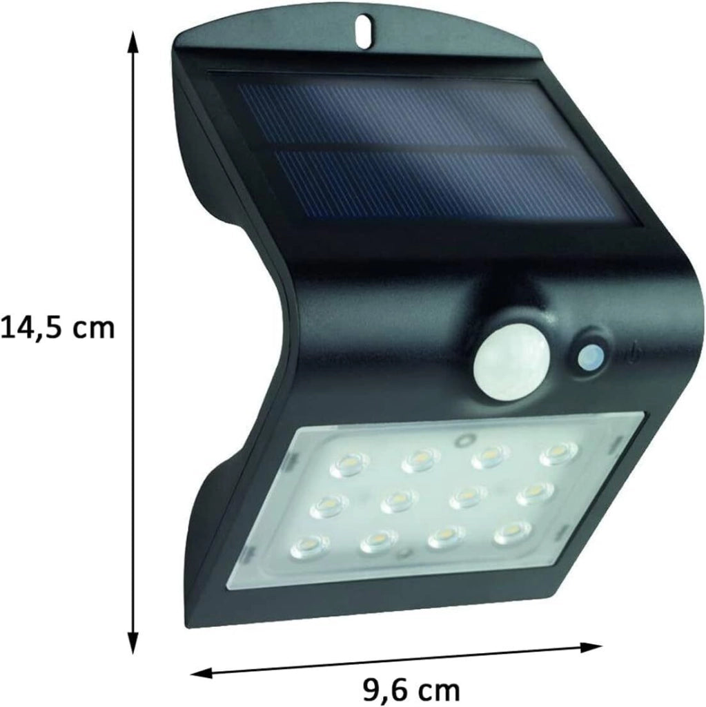 REV 2091111200 Butterfly Lampada Solare LED da Esterno con Sensore di Movimento 1,5W 220lm 4000K IP65 colore Nero