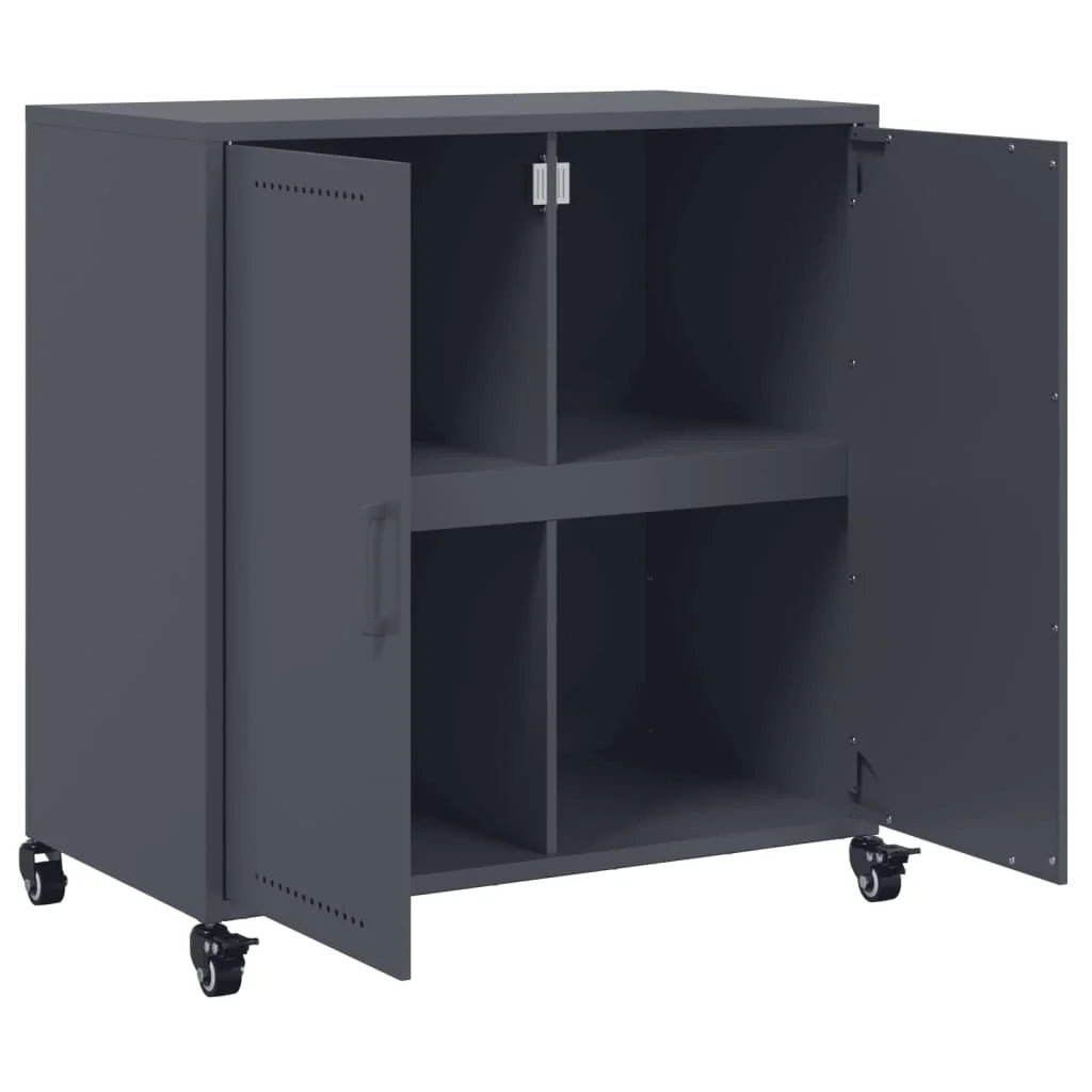Buffet credenza cassettiera mobiletto mobile contenitore organizer per cucina soggiorno salotto 68,5 x 39 x 72 cm acciaio antracite 02_0029704