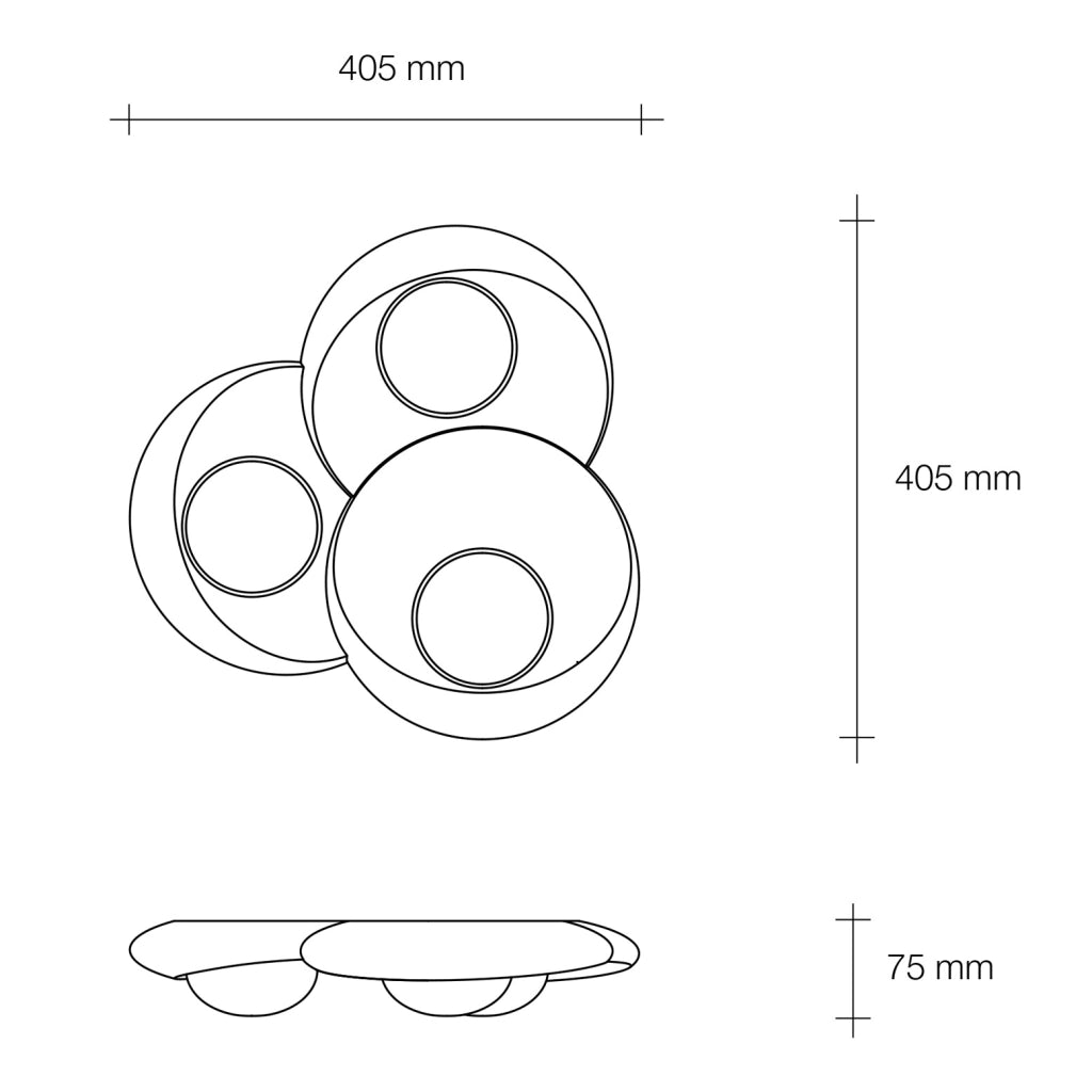PITANE Parete/Soffitto in gesso Con Vetro 3 Luci attacco GX53 41x41cm