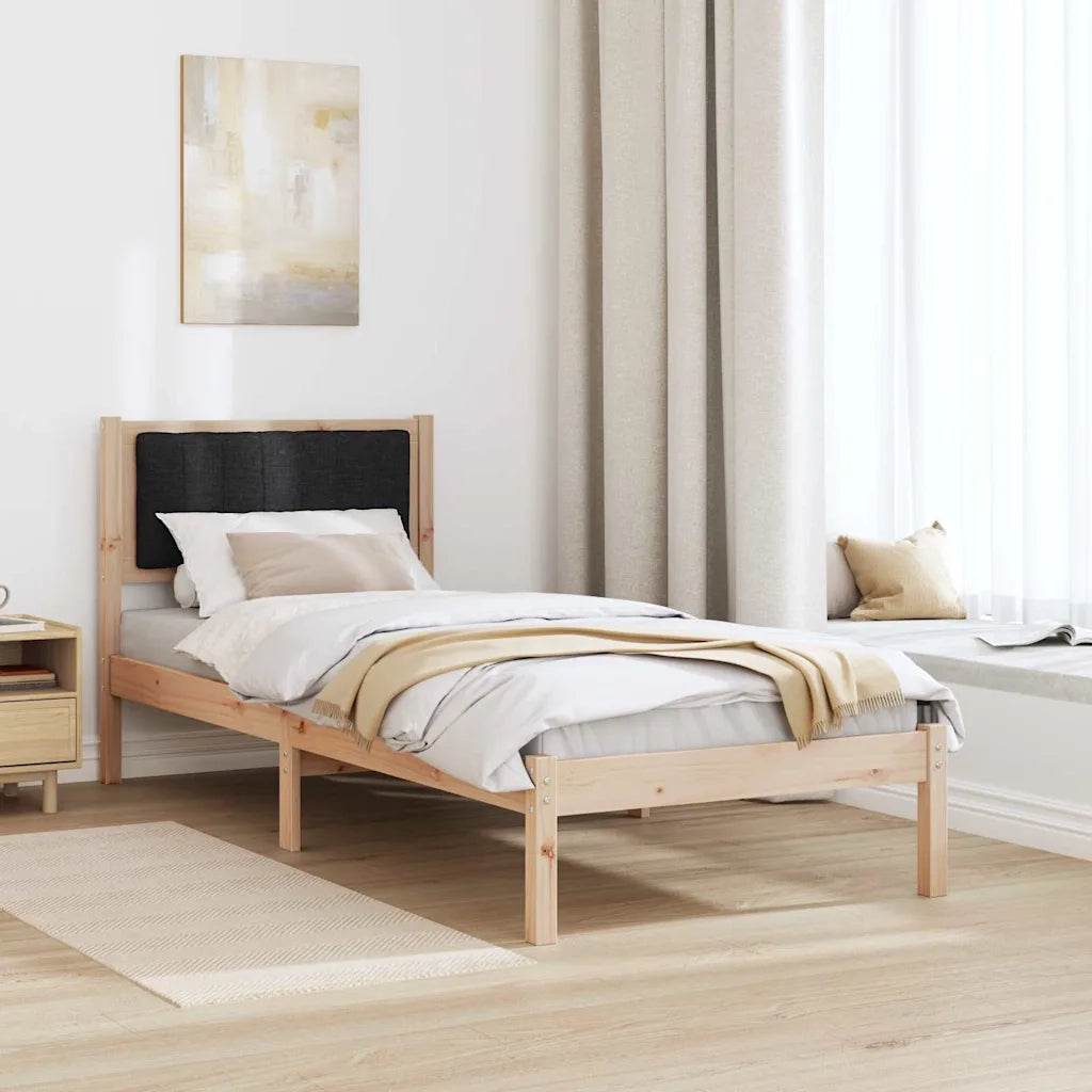 Letto con Testiera Rivestita Nero 80 x 200 cm Pino massello 878291