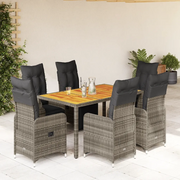 vidaXL Set Bistrò da Giardino 7 pz con Cuscini in Polyrattan Grigio